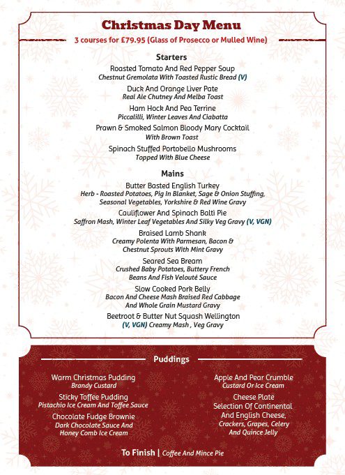 Christmas day menu 2025